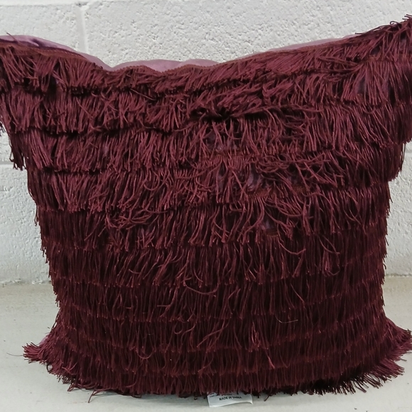 New Z Gallerie Chloe Velvet Fringe Pillow. Plum - Picture 7 of 10